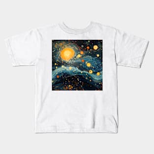 Van Gogh Starry Night Outer Space Pattern 18 Kids T-Shirt